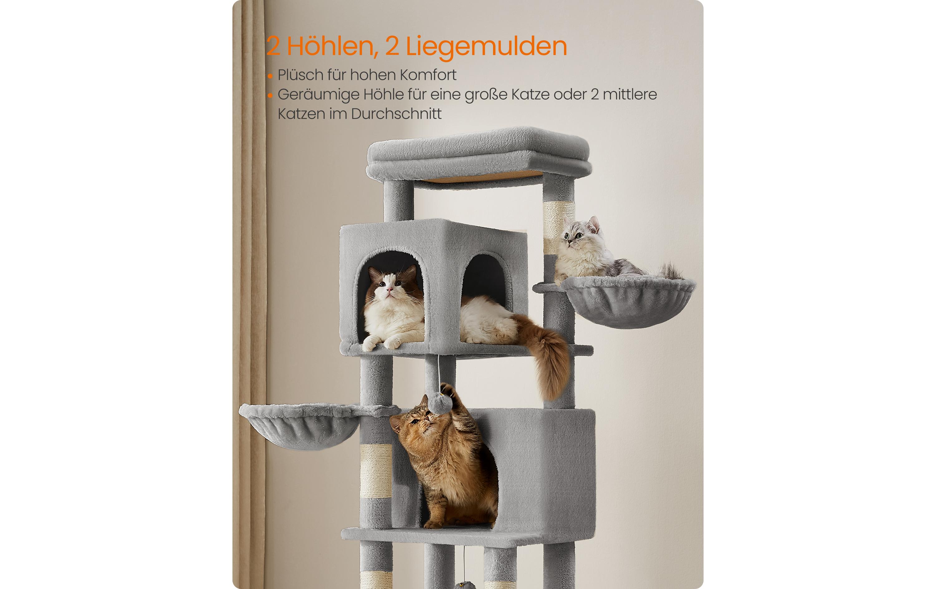 Feandrea Kratzbaum für Wohnungskatzen 178 cm, Taubengrau