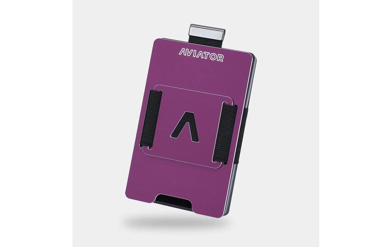 AVIATOR Wallet SLIDE Metal cash clip purple berry