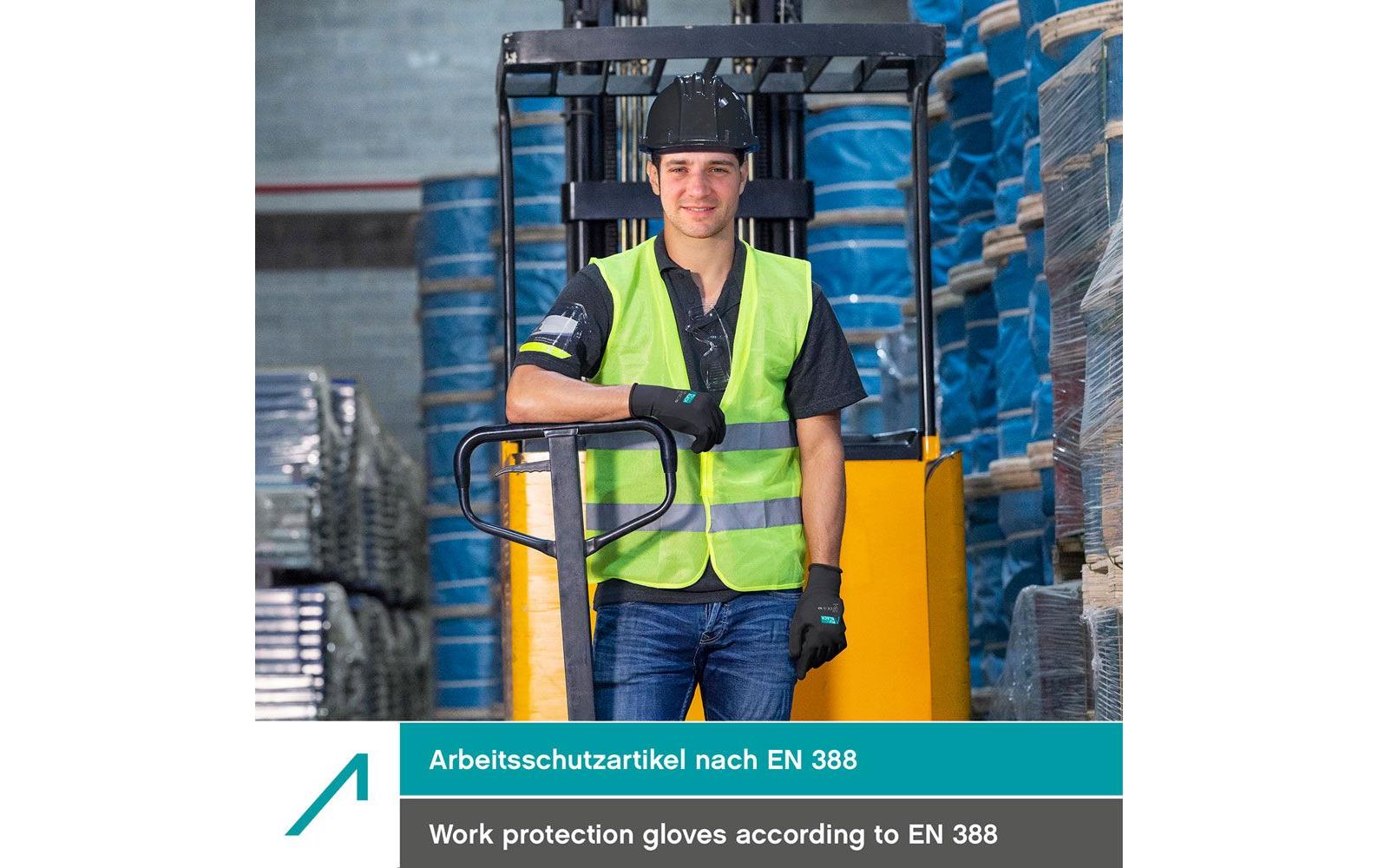 ACE Arbeitshandschuh 10 Paar PureBlack PU Grösse: S, Schwarz