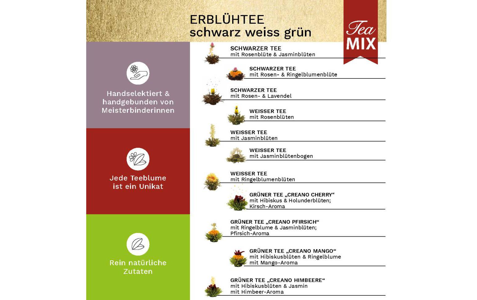 Creano Erblühtee Weiss-, Schwarz- und Grüntee 18er Magnetbox Creano Erblühtee Weiss-, Schwarz- und Grüntee 18er Magnetbox