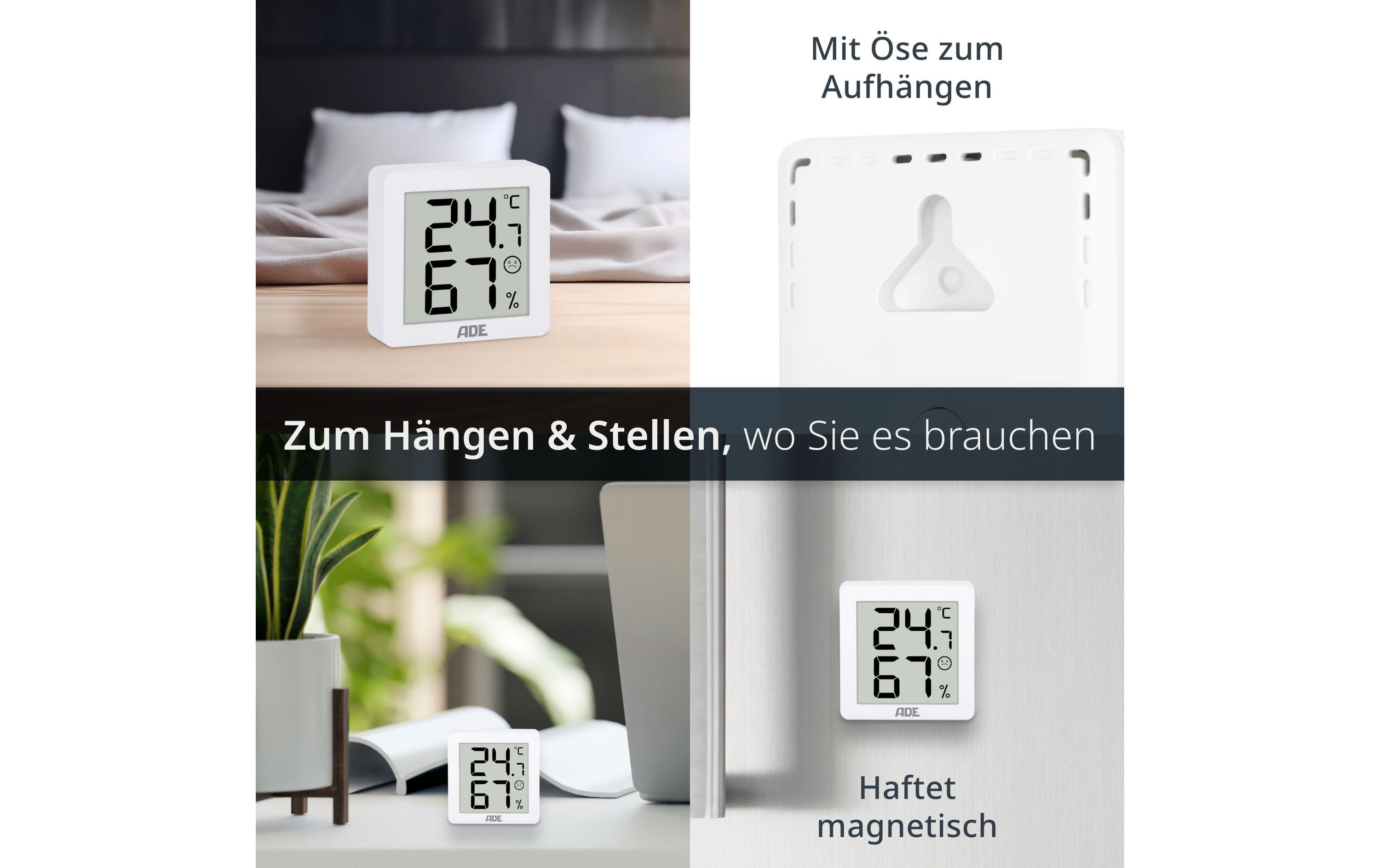 ADE Thermo-/Hygrometer digital 3 Stück, Weiss