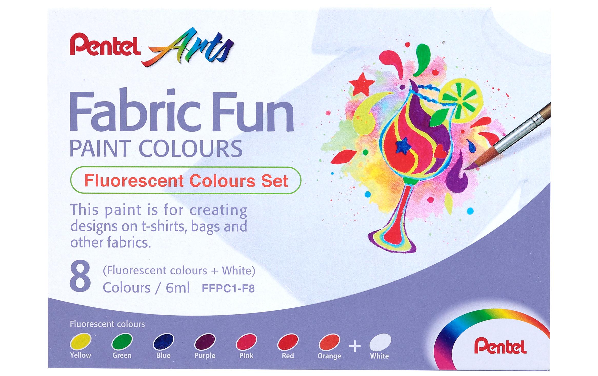pentel Textilfarbe 8-Fluo Farben Set