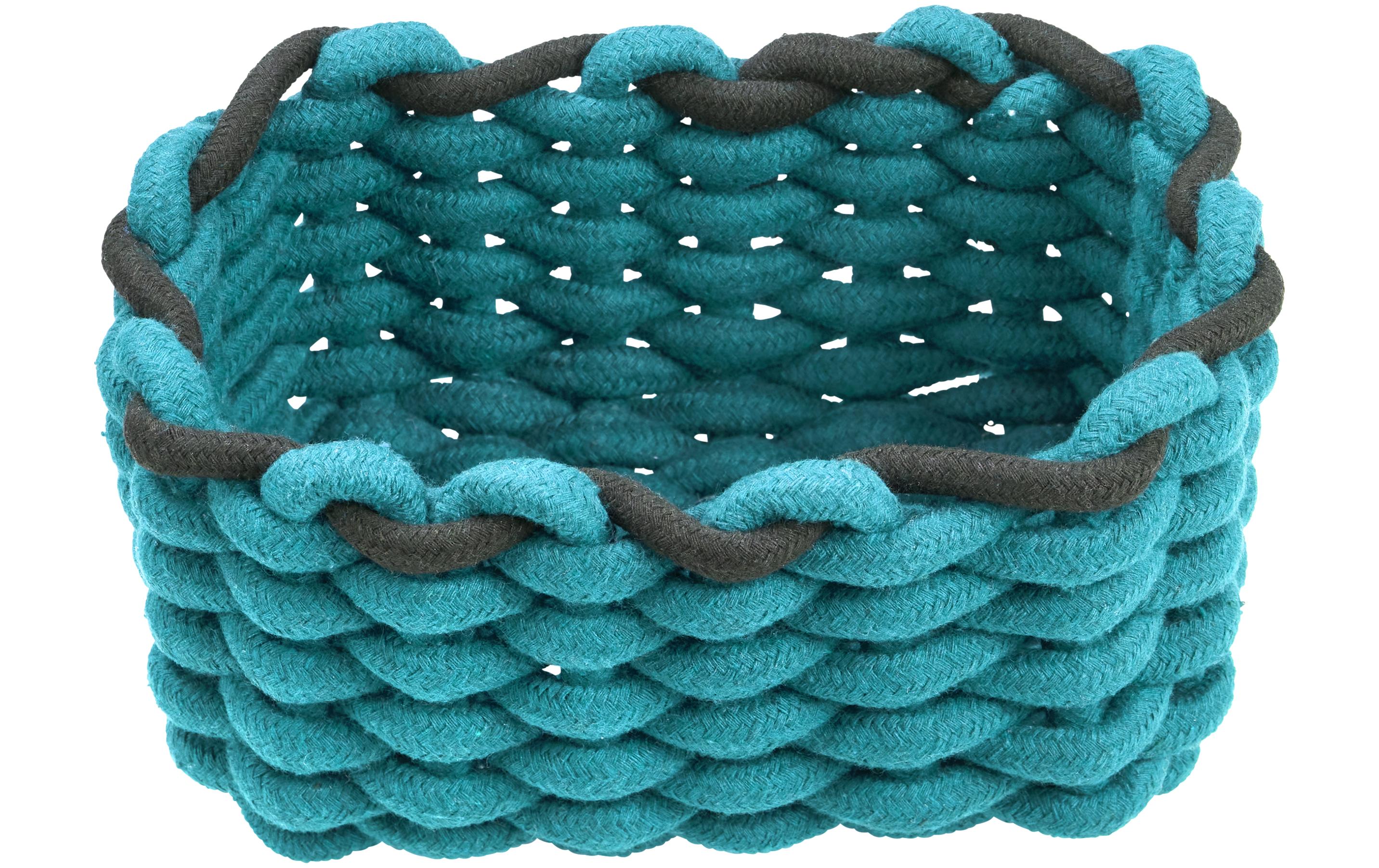 diaqua® Aufbewahrungskorb Cord 20 x 14 x 10 cm, Petrol/Schwarz