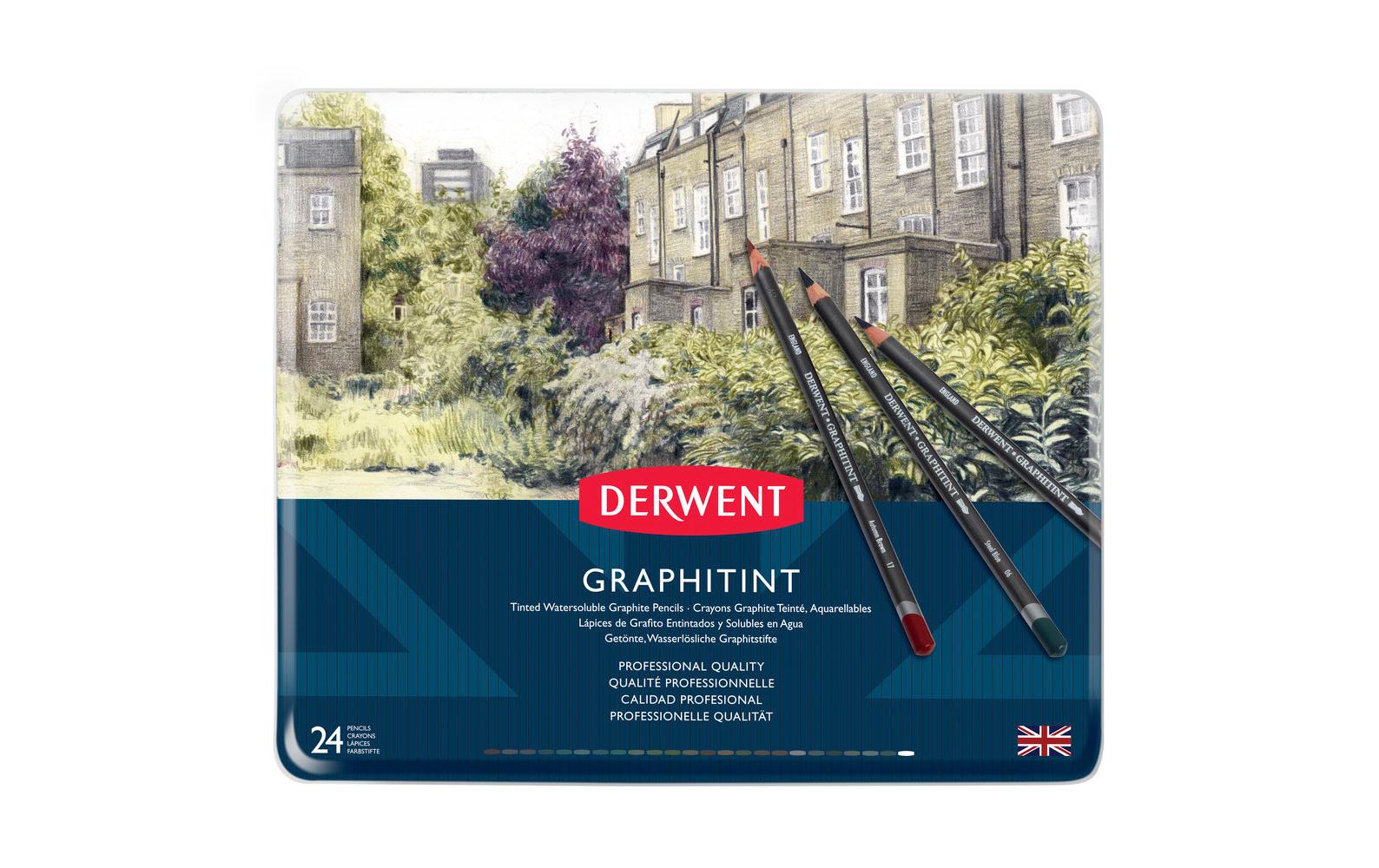 Derwent Graphitint Graphit-Zeichenstifte, wasserlöslich, 24-teilig