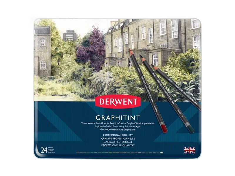 Derwent Graphitint Graphit-Zeichenstifte, wasserlöslich, 24-teilig Derwent Graphitint Graphit-Zeichenstifte, wasserlöslich, 24-teilig