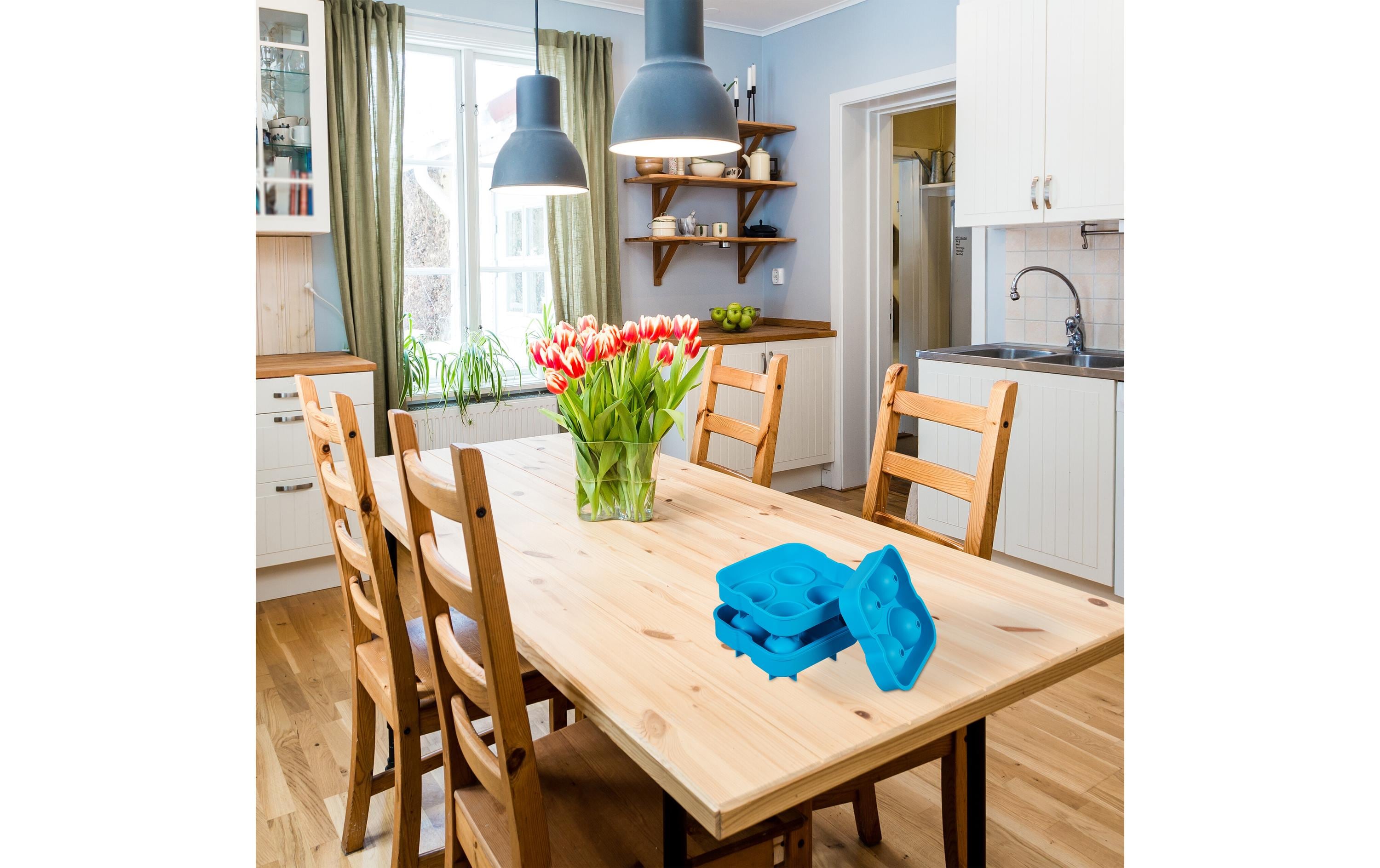 relaxdays Eiswürfelform Kugel 2 Stück, Blau