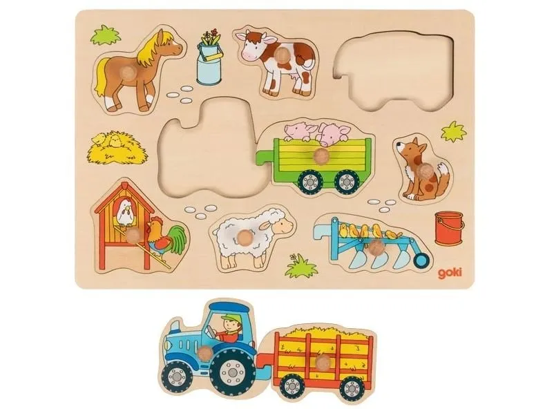 Goki Steckpuzzle Traktor mit Anhängern Goki Steckpuzzle Traktor mit Anhängern