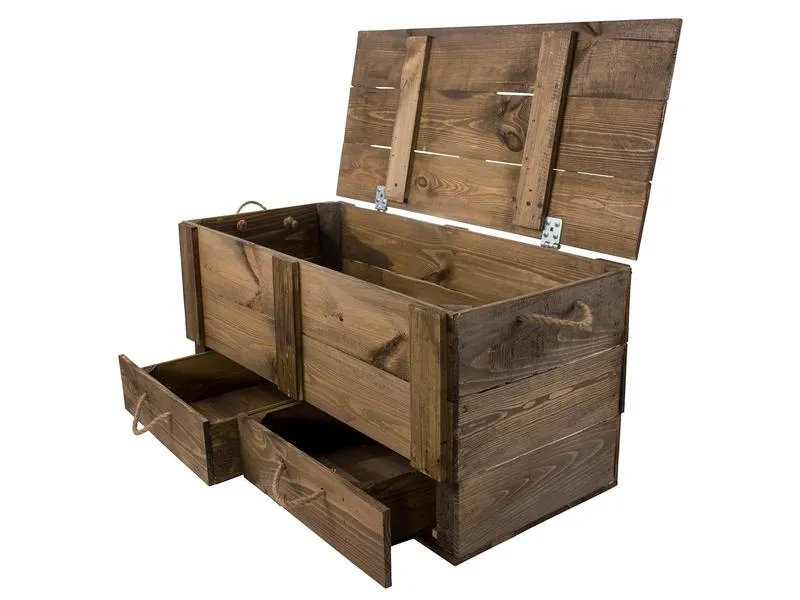 Holz Zollhaus Truhe Vintage Braun, 85 x 40 cm