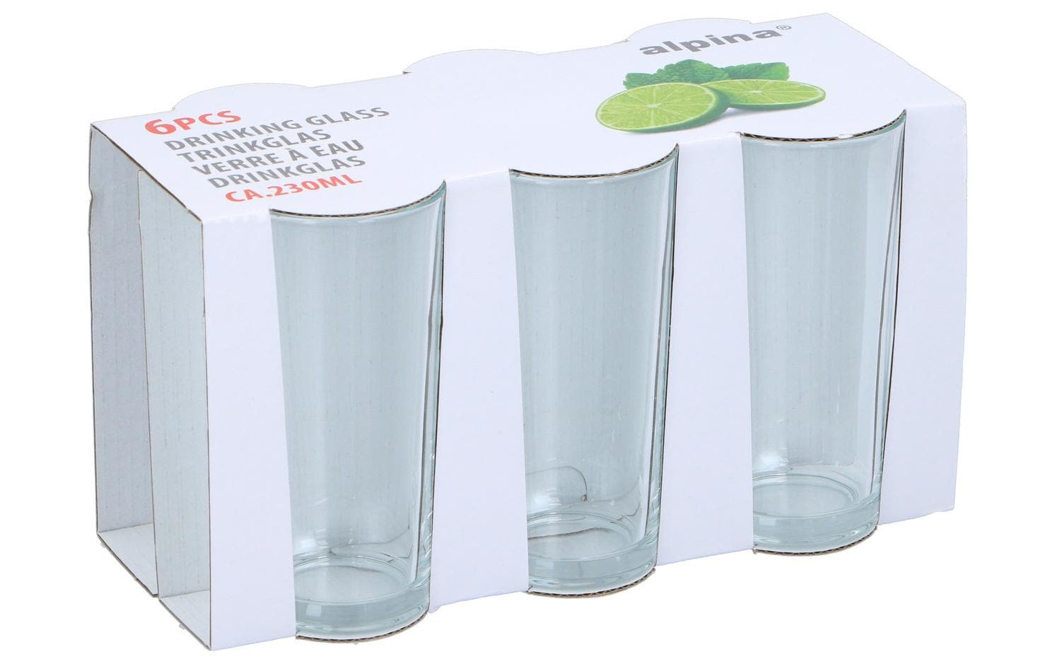 alpina Trinkglas 230 ml, 6 Stück, Transparent