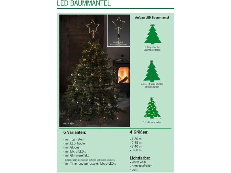 Konstsmide LED Baummantel mit Ring, 150 LED, 1.8 m, Indoor Konstsmide LED Baummantel mit Ring, 150 LED, 1.8 m, Indoor