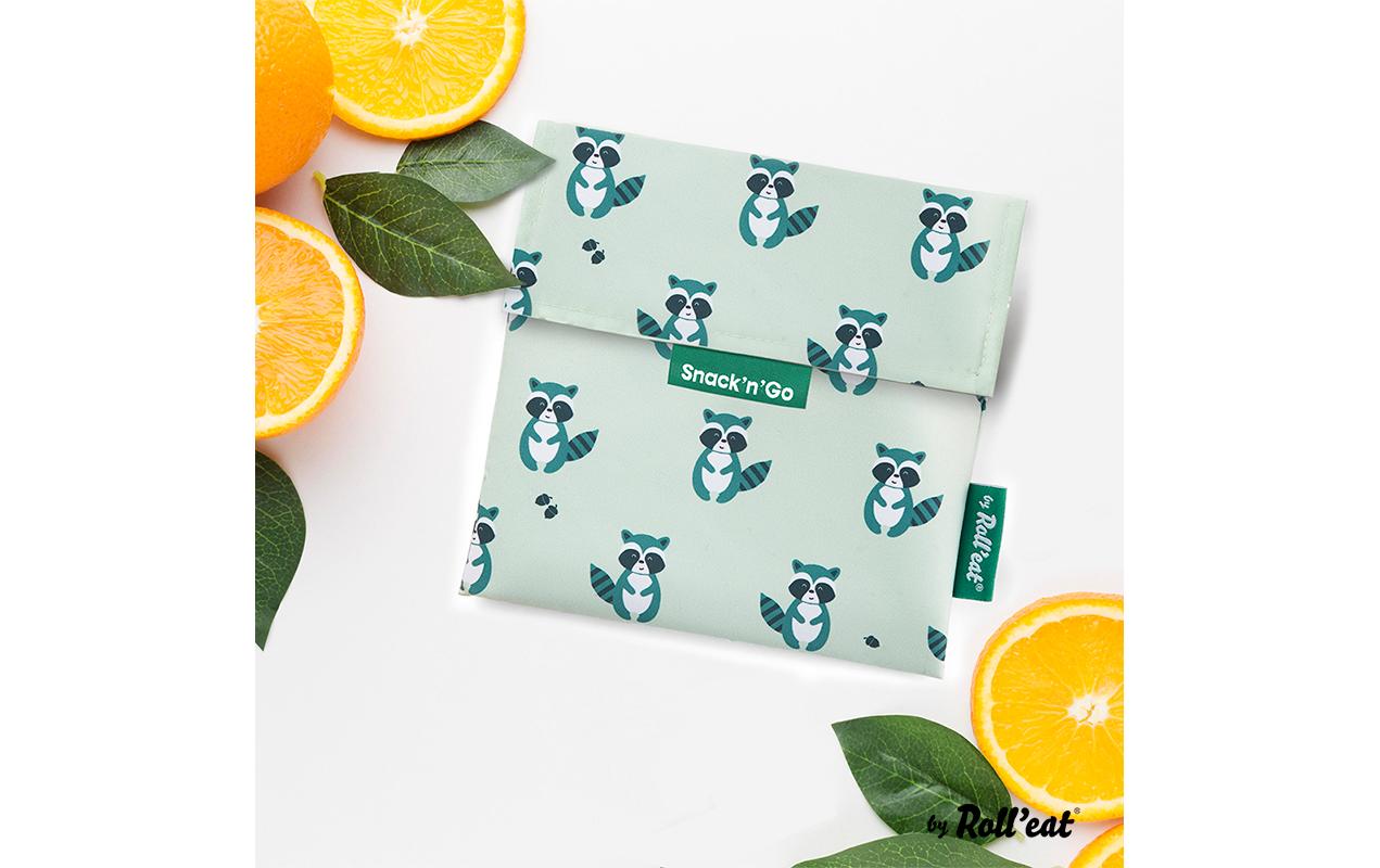 Roll'eat Lunchbeutel SnacknGo Animals Beige, Waschbär