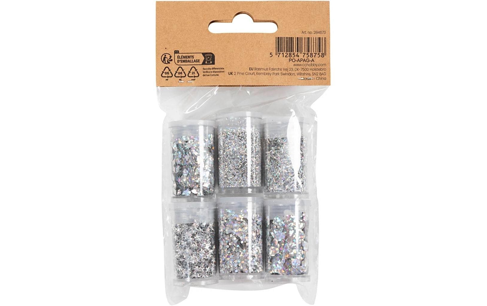 Creativ Company Glitzerset Silber, 6 x 5 g