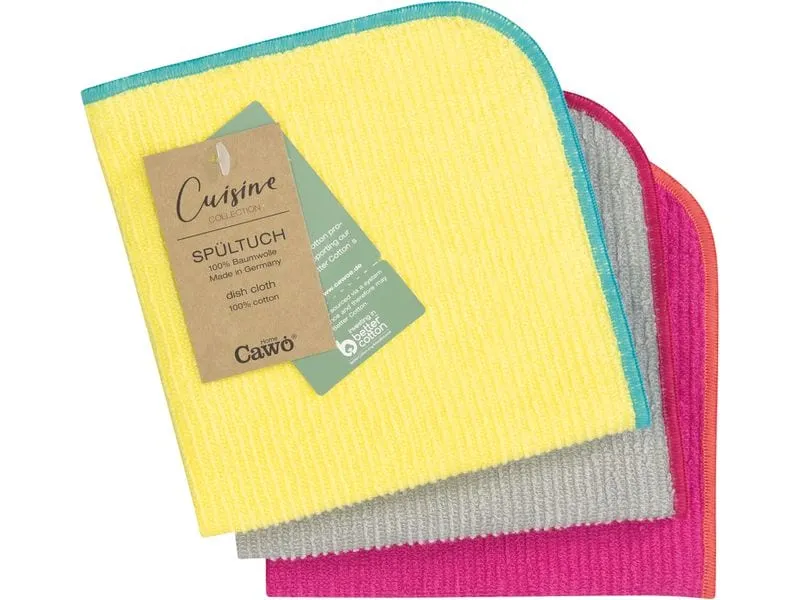 Cawö Abwaschlappen Trio 30 x 30 cm, 3 Stück, Lemon/Pink