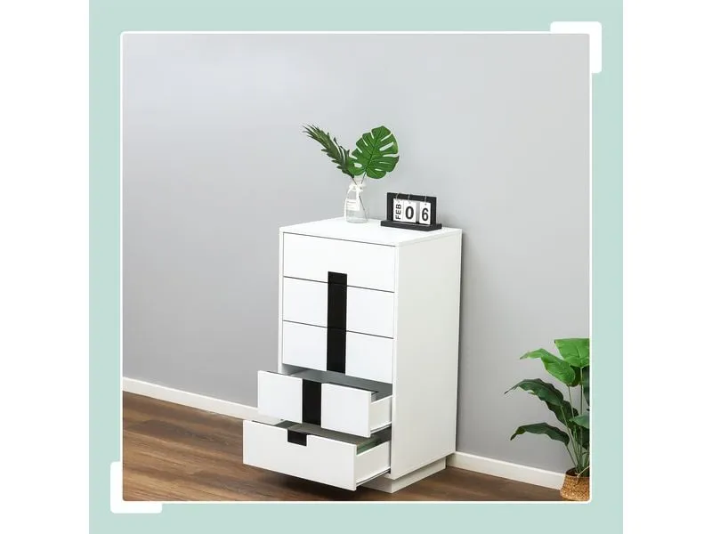 relaxdays Kommode mit 5 Schubladen 88 x 50 x 40 cm Weiss/Schwarz relaxdays Kommode mit 5 Schubladen 88 x 50 x 40 cm Weiss/Schwarz