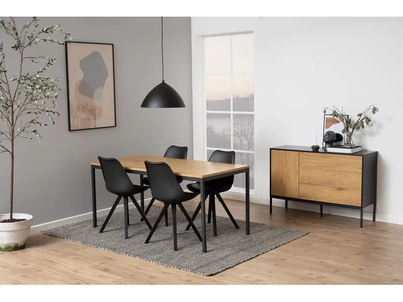 AC Design Sideboard Seaford 120 x 40 x 82 cm, Nature/Schwarz