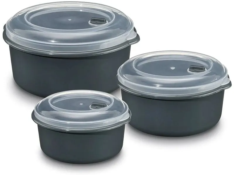 GOURMETmaxx Mikrowellendose 3 Stück 650/1000/1800ml Grau GOURMETmaxx Mikrowellendose 3 Stück 650/1000/1800ml Grau