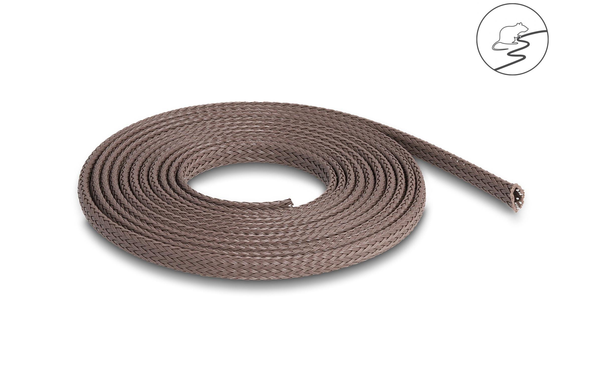 Delock Geflechtschlauch nagerfest, 2 m x 6 mm Braun Delock Geflechtschlauch nagerfest, 2 m x 6 mm Braun