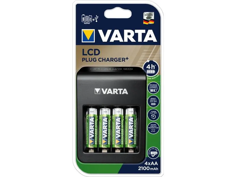Varta Ladegerät LCD Plug Charger+ inkl. 4xAA