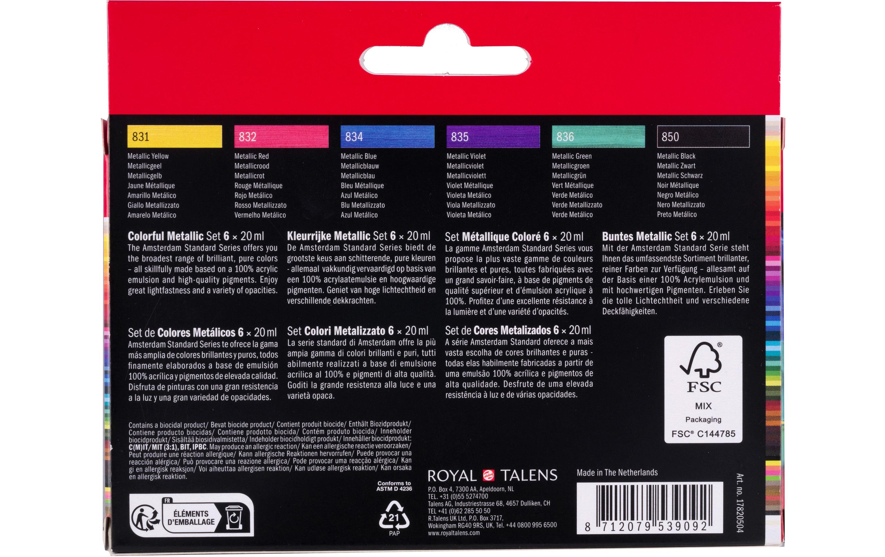 Amsterdam Acrylfarbe Set Colorful Metallic 6 Tuben à 20 ml