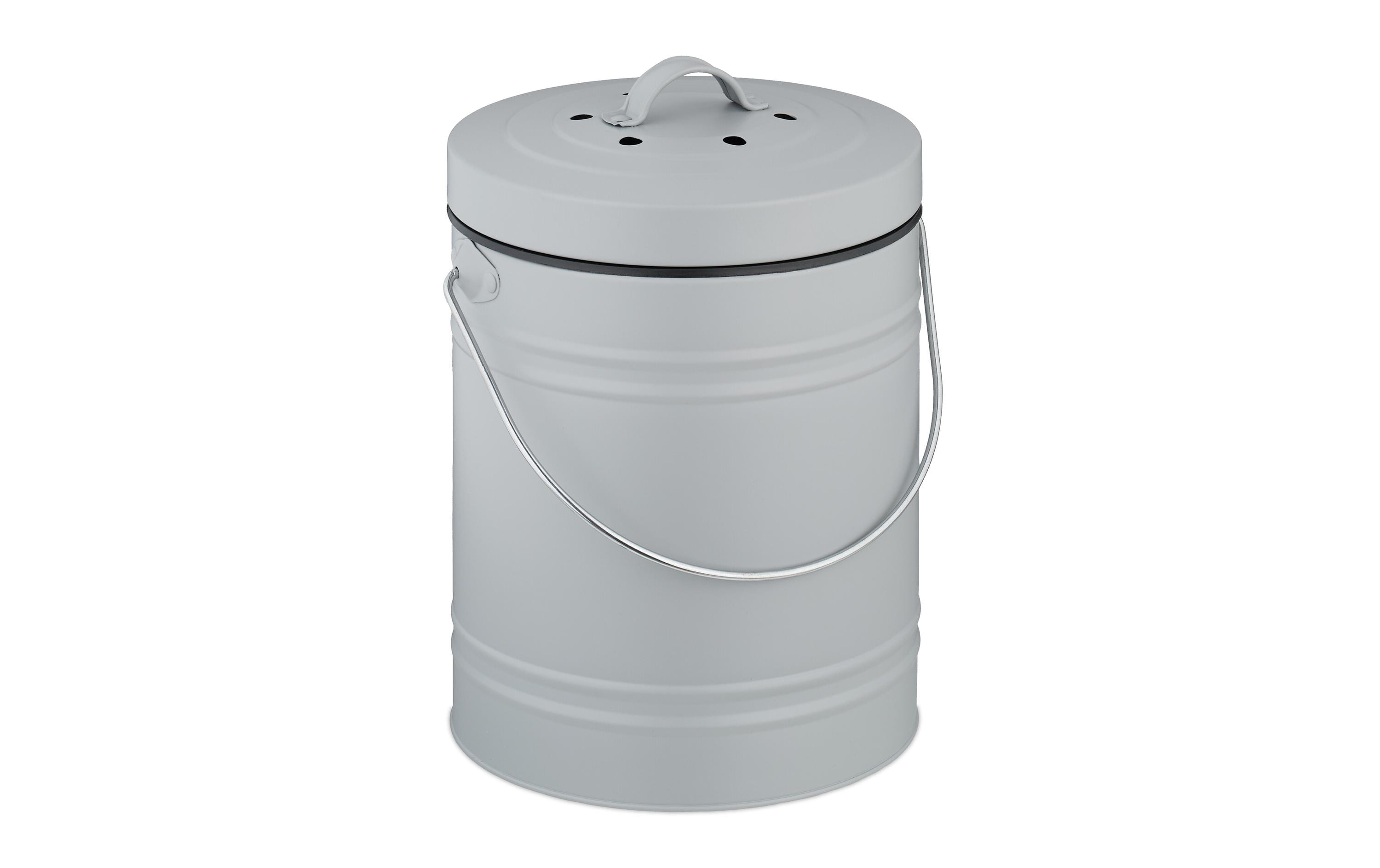 relaxdays Komposteimer mit Geruchsfilter, 5 l, Grau