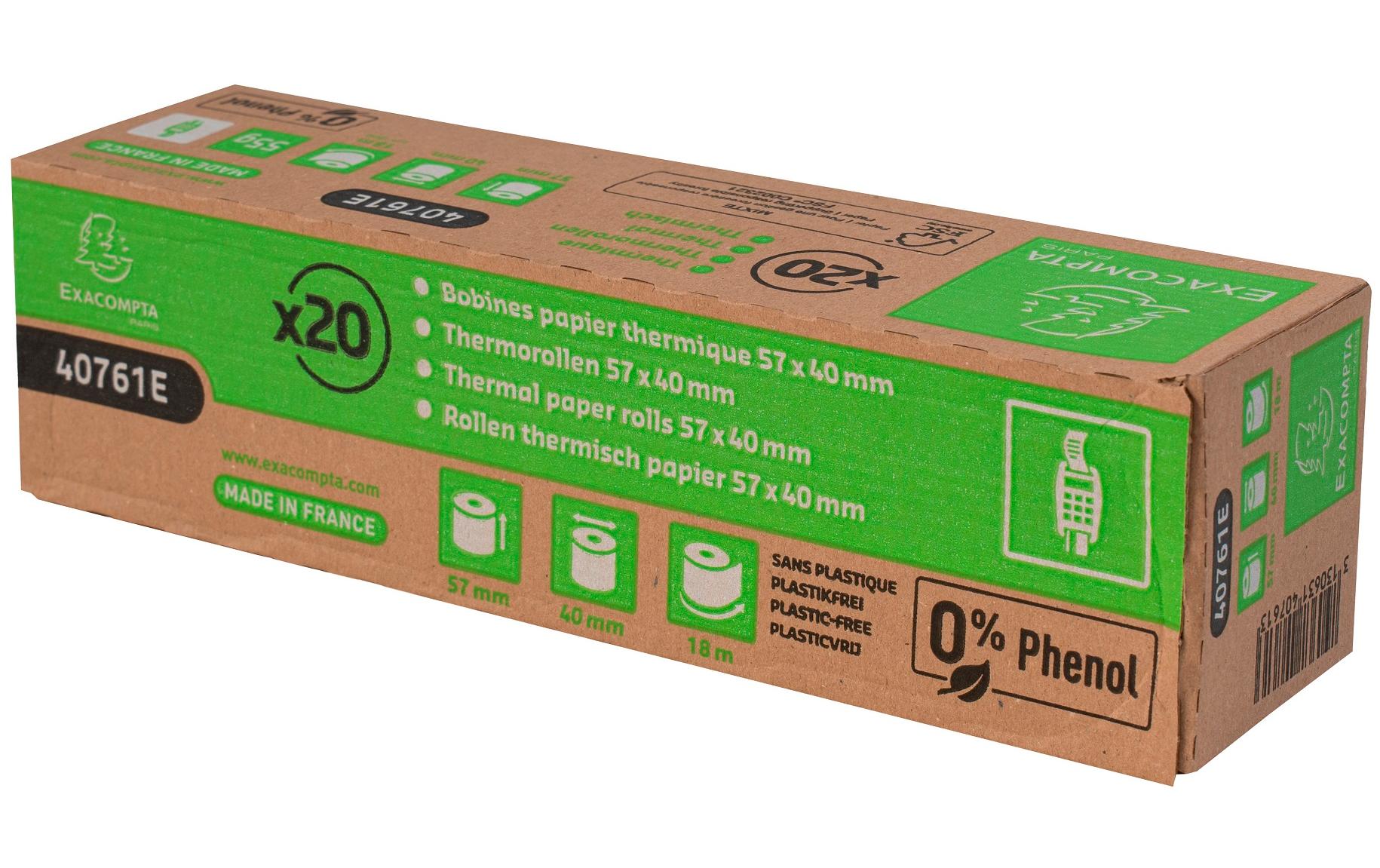 Exacompta Thermo-Papierrolle 57 x 40 x 12 mm, 18 m, 20 Stück
