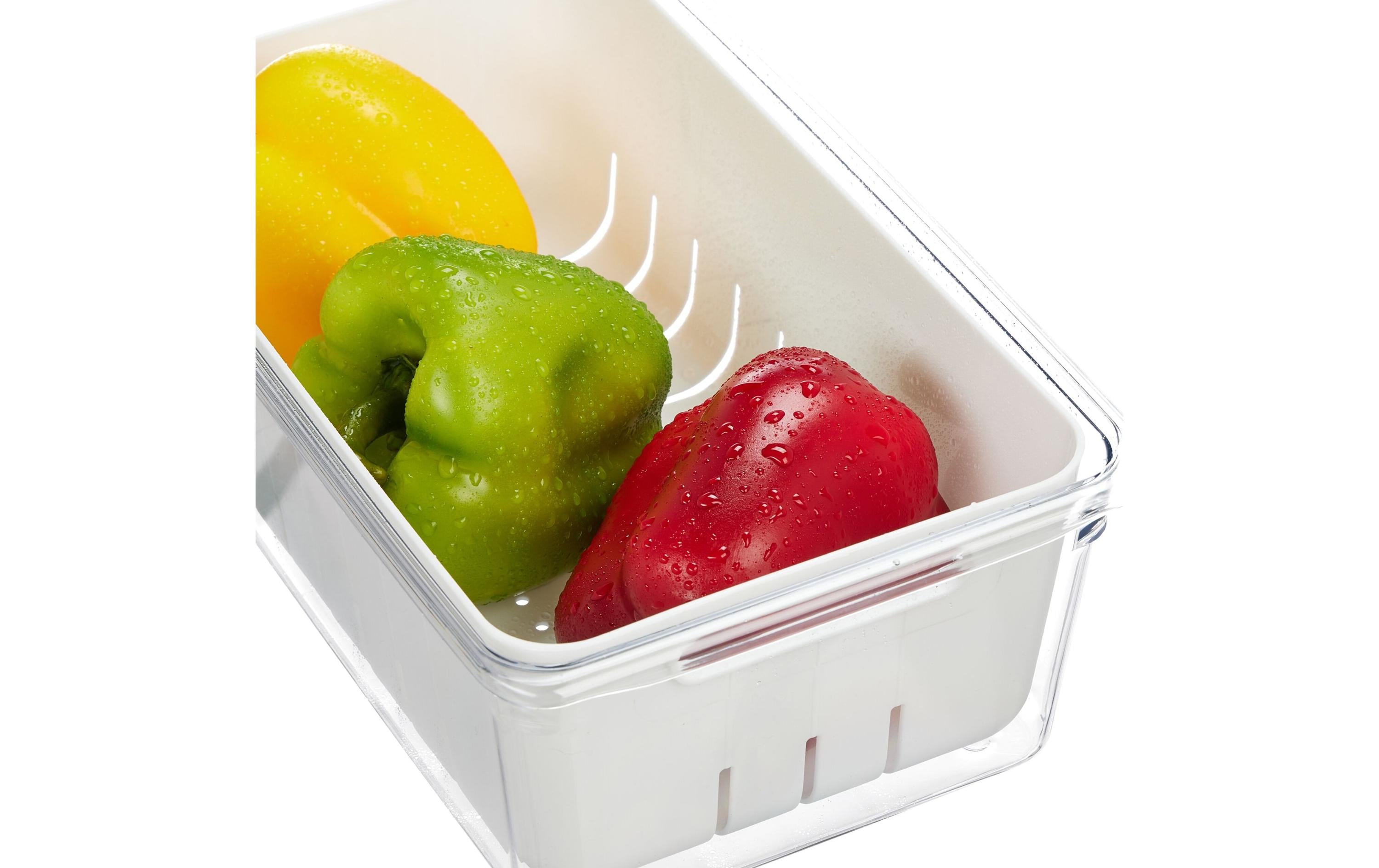 relaxdays Kühlschrankorganizer 600 g, 2 Stück, Transparent/Weiss