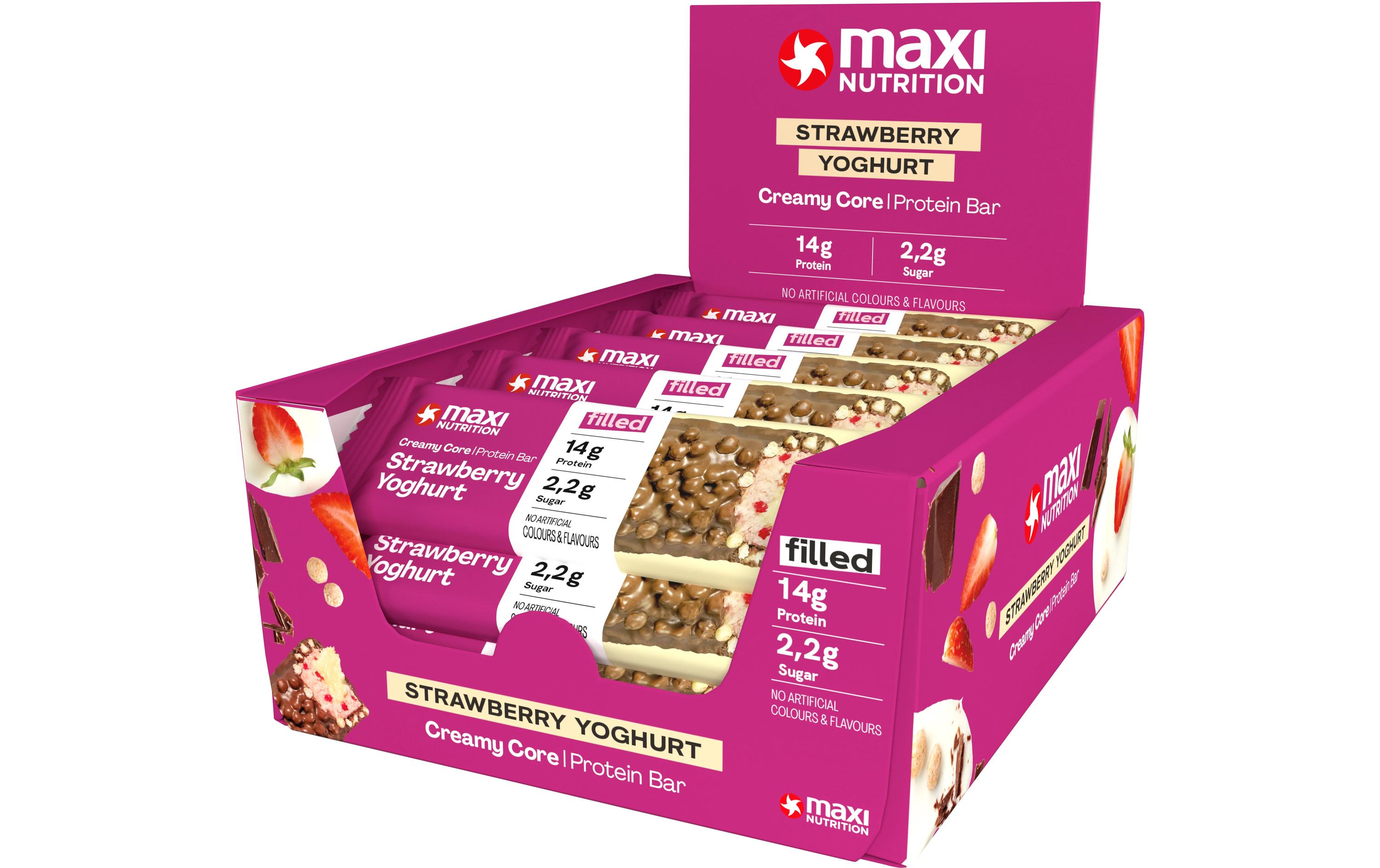 Maxi Nutrition Creamy Core Protein Bar Erdbeere, 12 x 39 g
