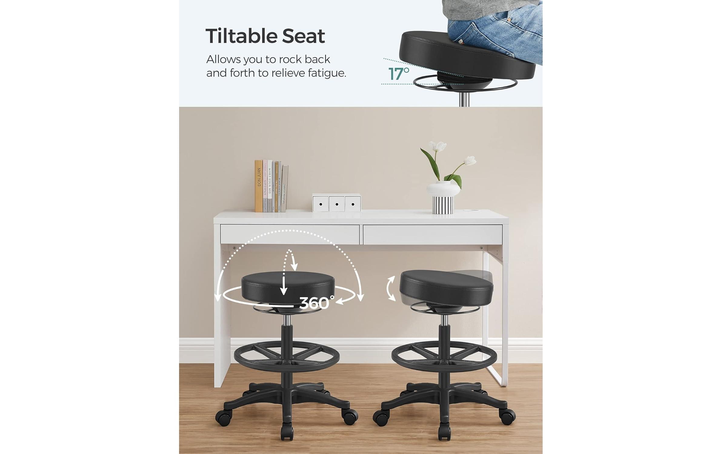 Songmics Hochsitz-Arbeitshocker Schwarz, 81 cm