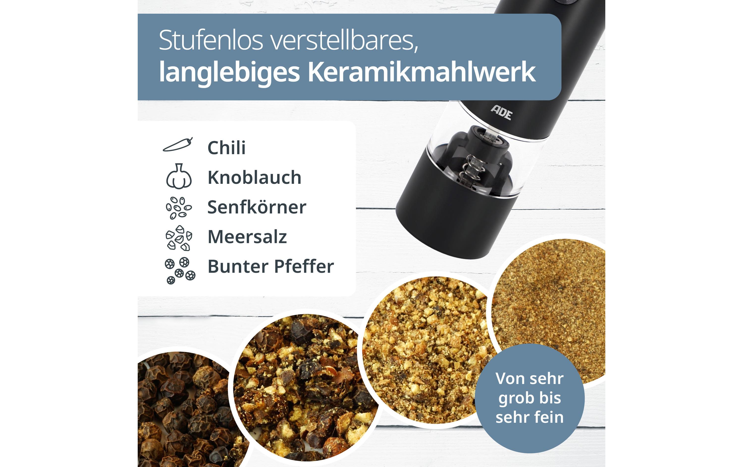 ADE Salz- und Pfeffermühle 13.9 cm, Anthrazit