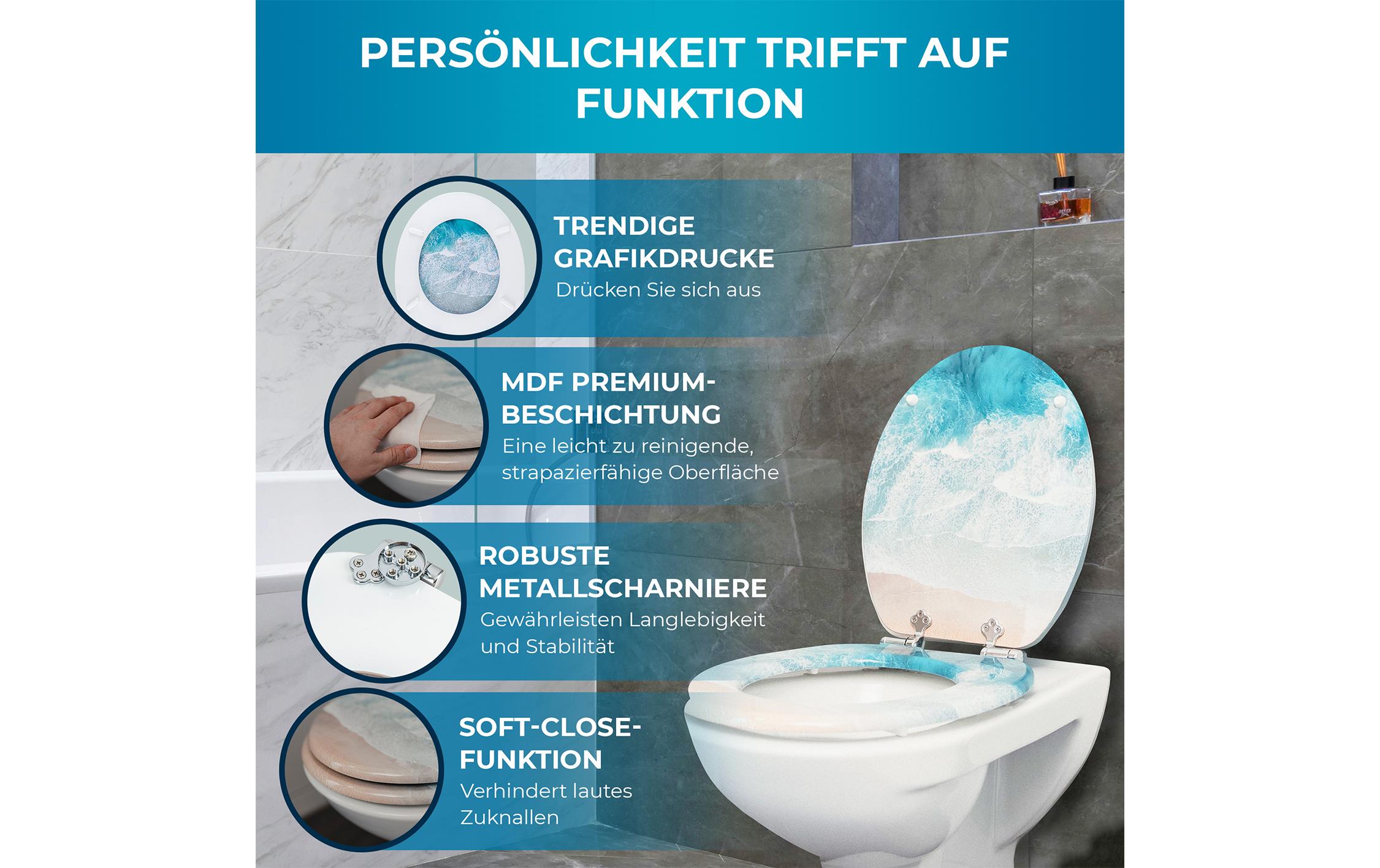 Benkstein Toilettensitz MDF türkis bedruckt