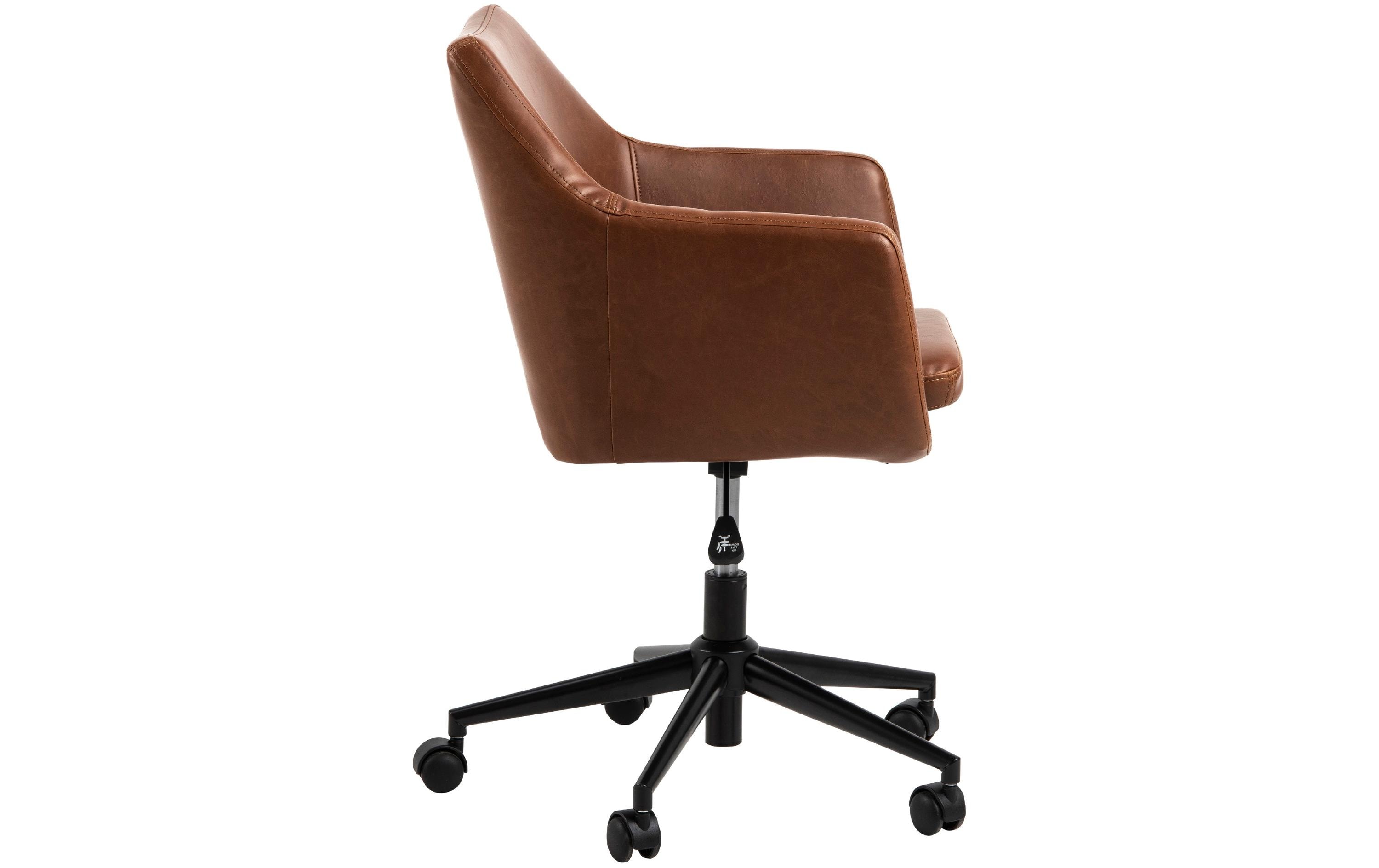 AC Design Bürostuhl Nora, mit Polsterrücken und Armlehnen, Cognac