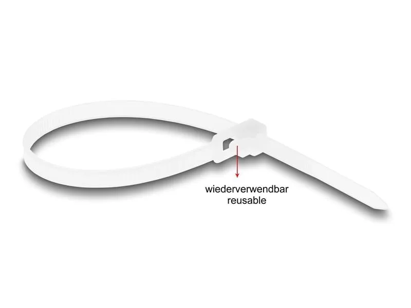 Delock Kabelbinder Weiss 200 mm x 4.8 mm, 100 Stück Delock Kabelbinder Weiss 200 mm x 4.8 mm, 100 Stück