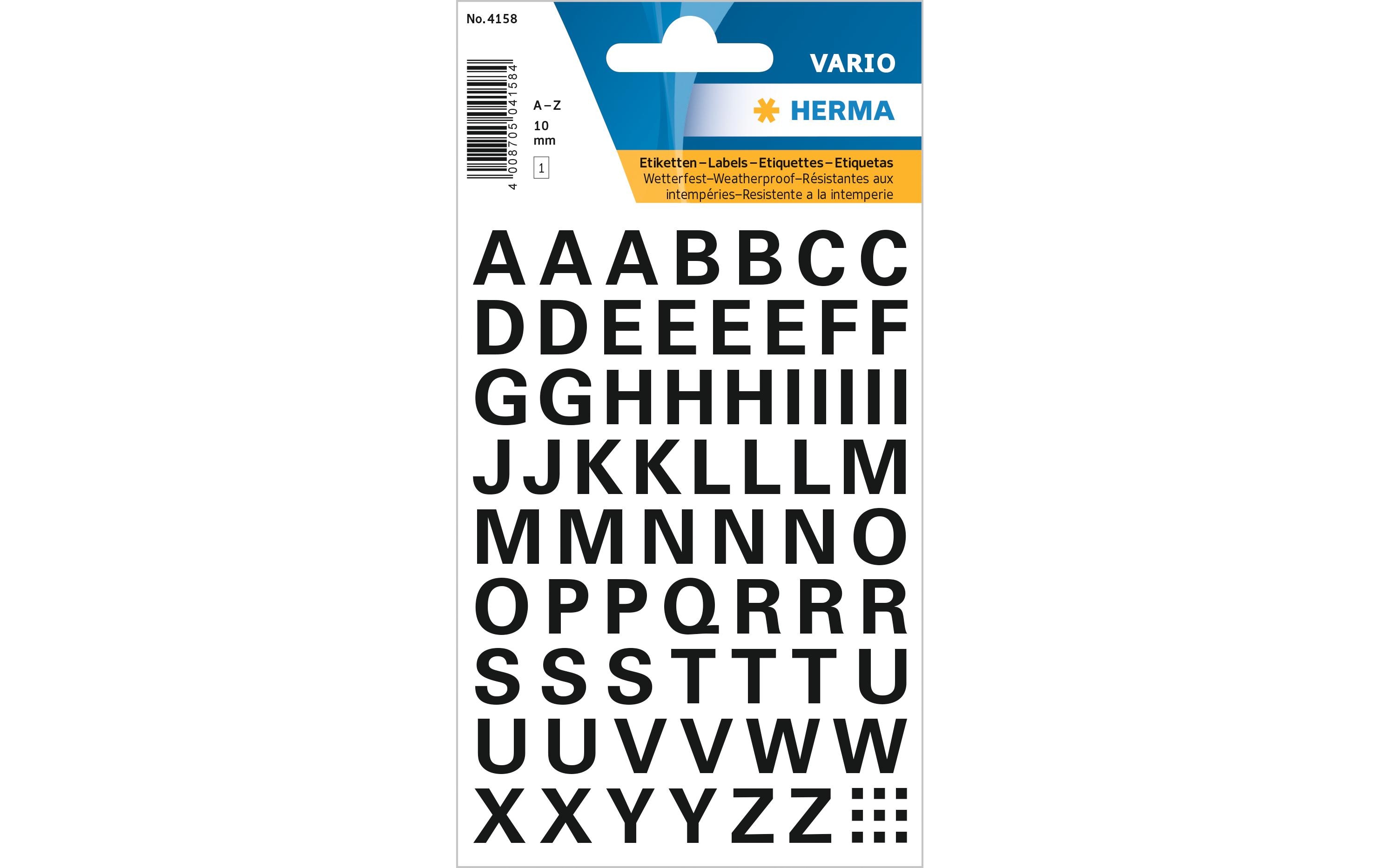 Herma Stickers Namensetiketten A – Z, 1 cm, Schwarz, 74 Buchstabenaufkleber