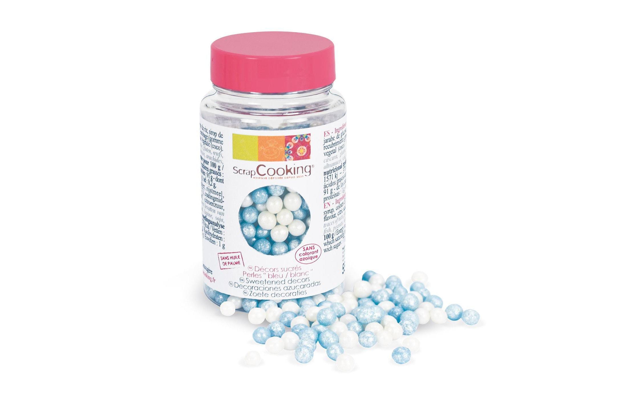 ScrapCooking Zuckerdekore Perlen weiss / blau 55 g