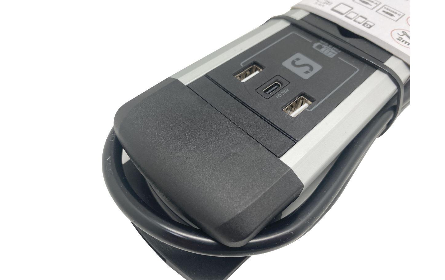 Schönenberger Steckdosenleiste 4 x T13, 2 x USB-A, 1 x USB-C, 2 m