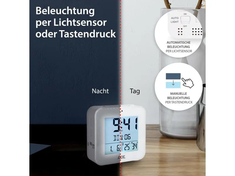 ADE Funkwecker mit Nachtlichtsensor ADE Funkwecker mit Nachtlichtsensor