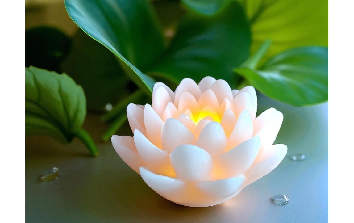 Dameco LED Wachskerze Lotus Blüte 2er Set rosa und türkis grün