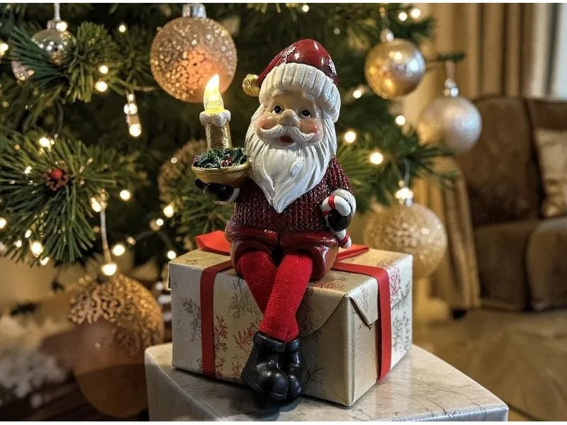 Dameco LED-Figur Santa Kantenhocker, Polyresin, 7 x 10 x 13.5 cm