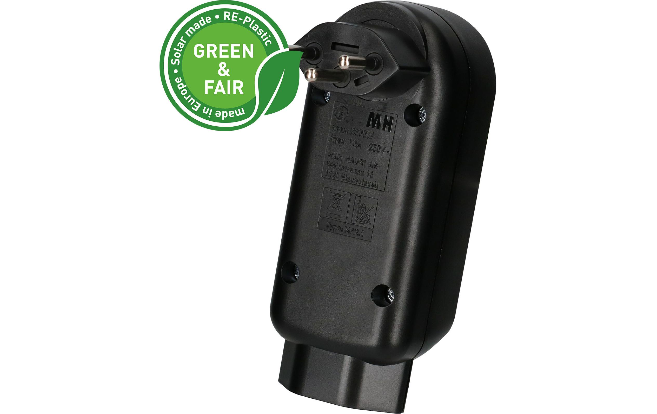 Max Hauri Abzweigstecker ADAPT 2+1x Typ 13 drehbar Green+Fair