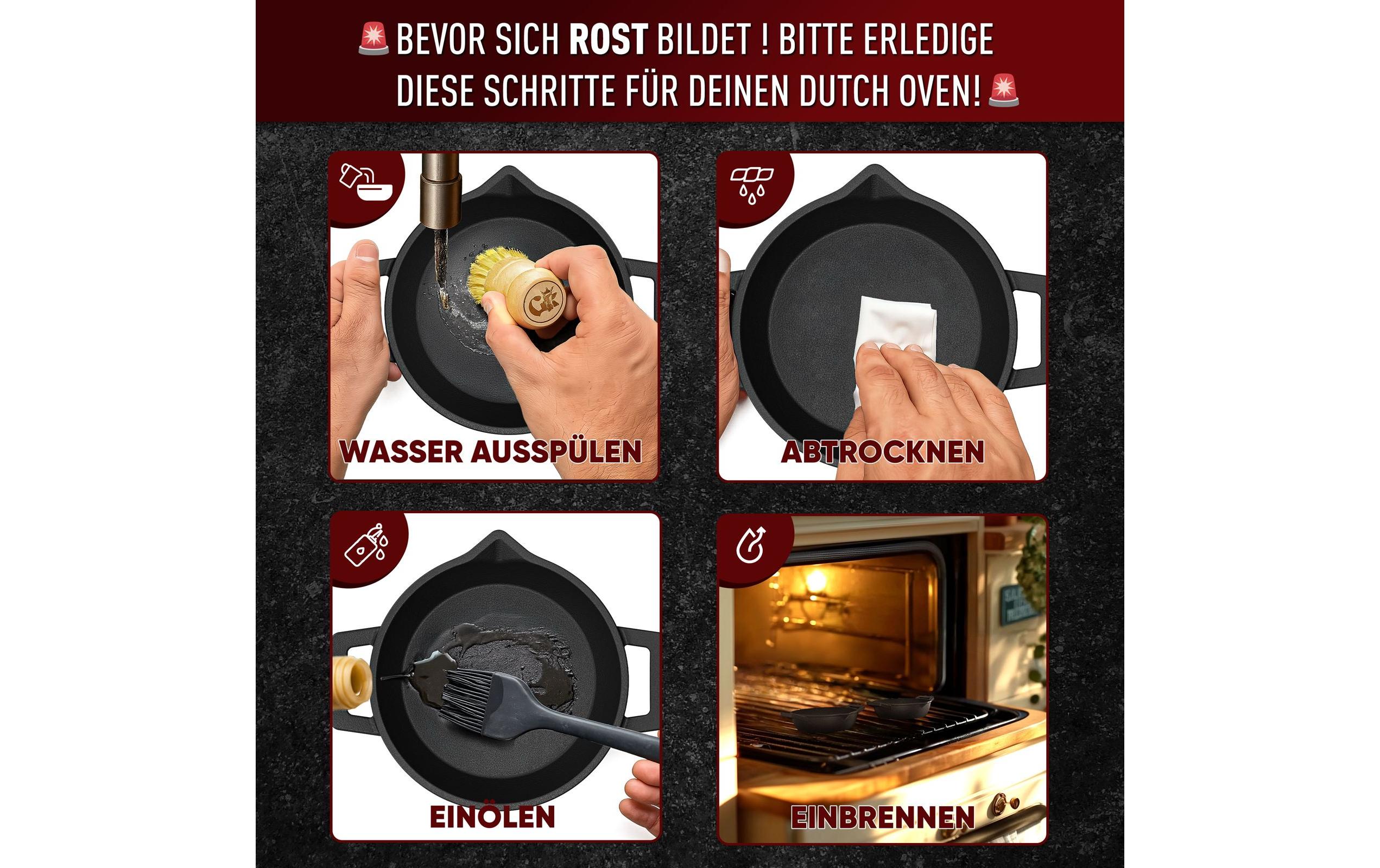 Gusskoenig Mini Rundpfanne Set mit Holzsockel