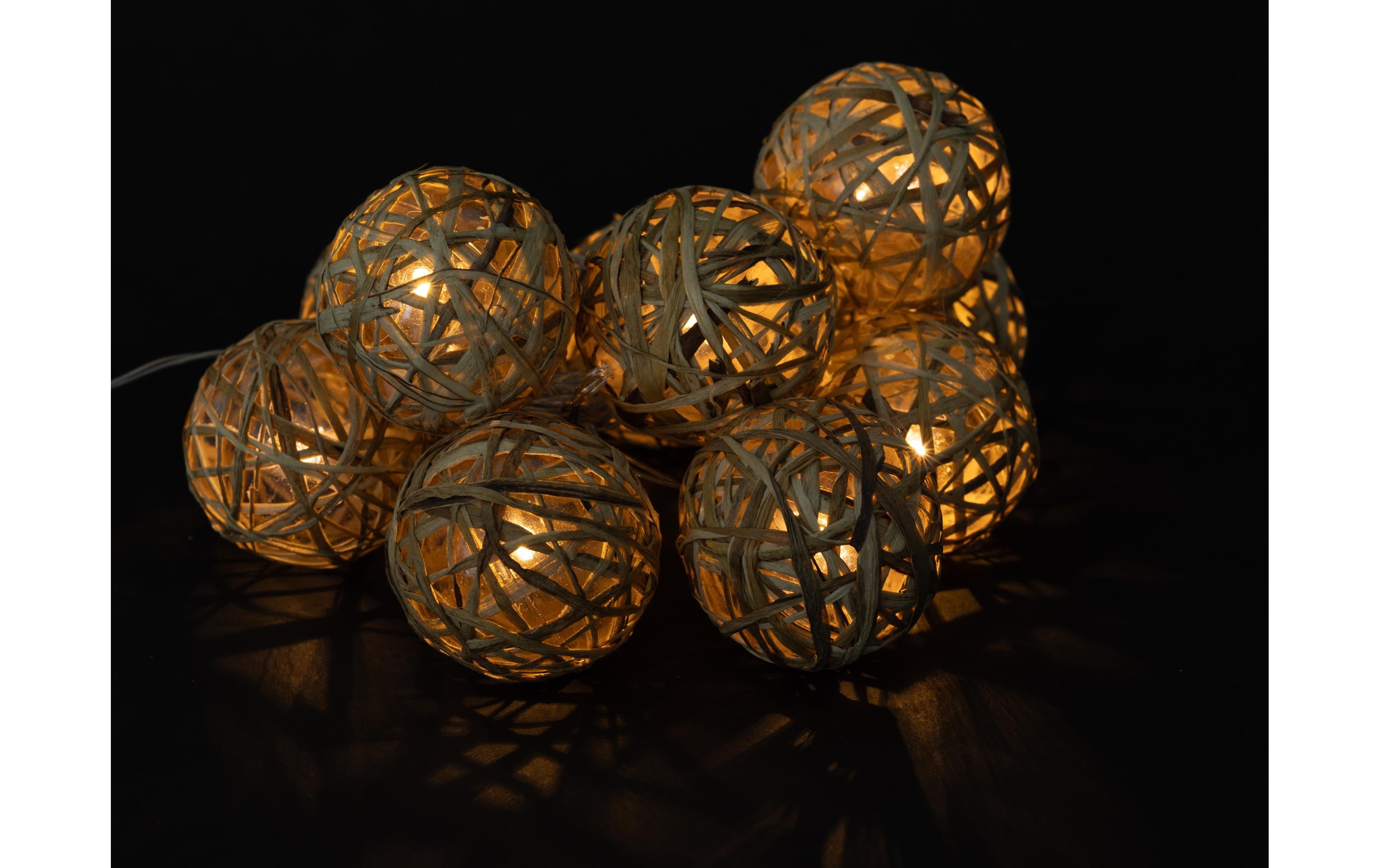 COCON Lichterkette Stroh-Rattan, 175 cm