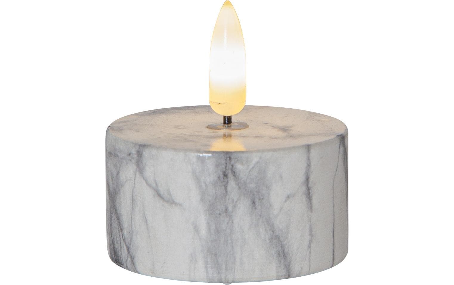 Star Trading LED Teelichter Set Flame Marble Ø 5.5 x 6 cm, Grau, 2 Stk