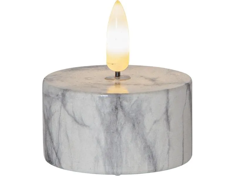 Star Trading LED Teelichter Set Flame Marble Ø 5.5 x 6 cm, Grau, 2 Stk