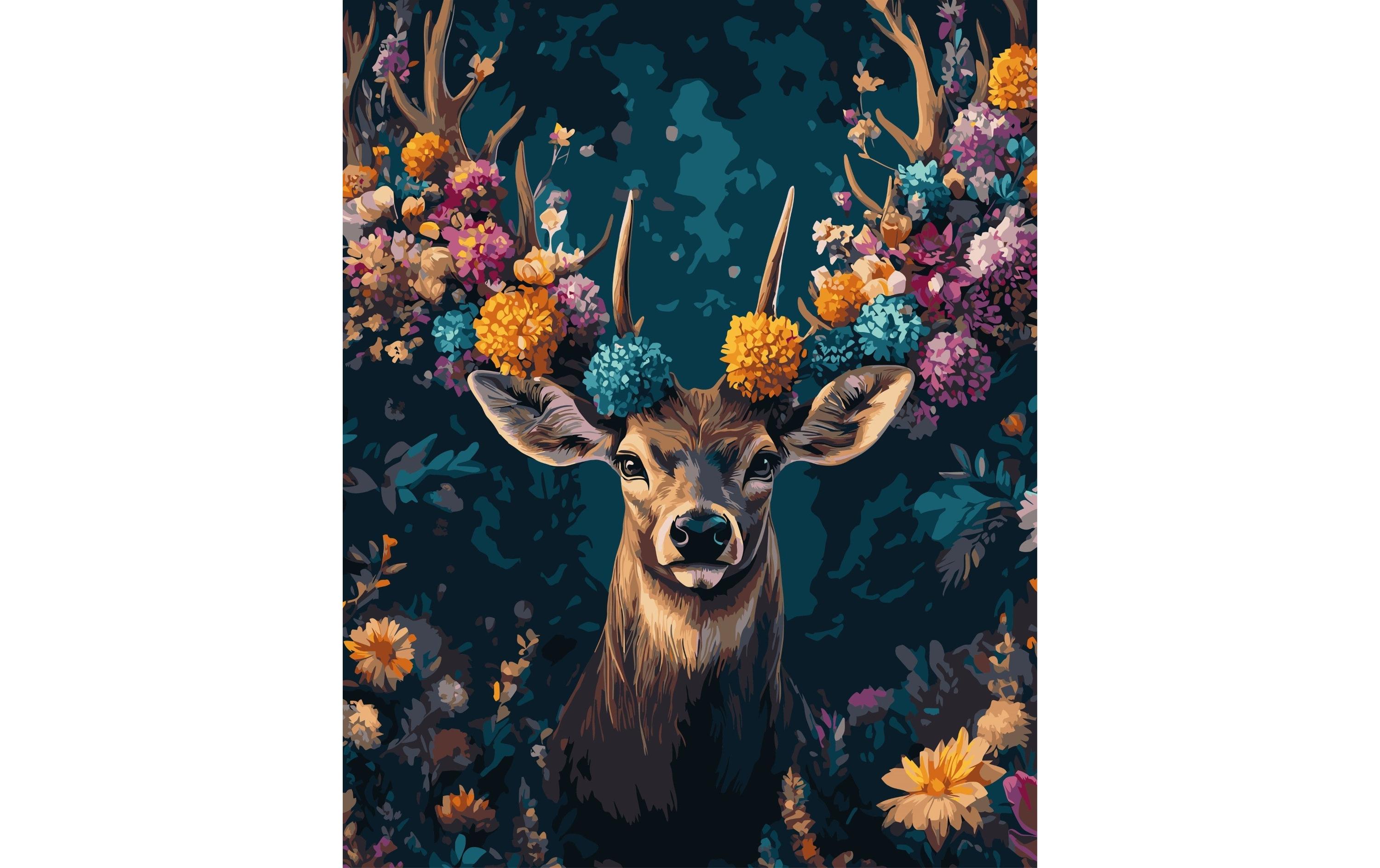 Colorelle Malen nach Zahlen Hirsch mit buntem Blumengeweih