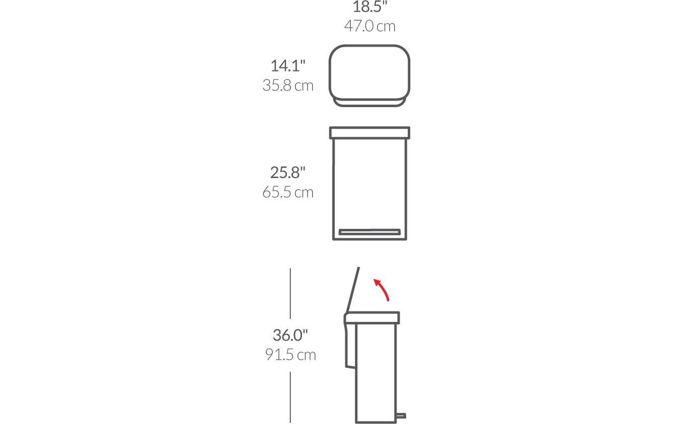 Simplehuman Treteimer 55 l, Schwarz matt