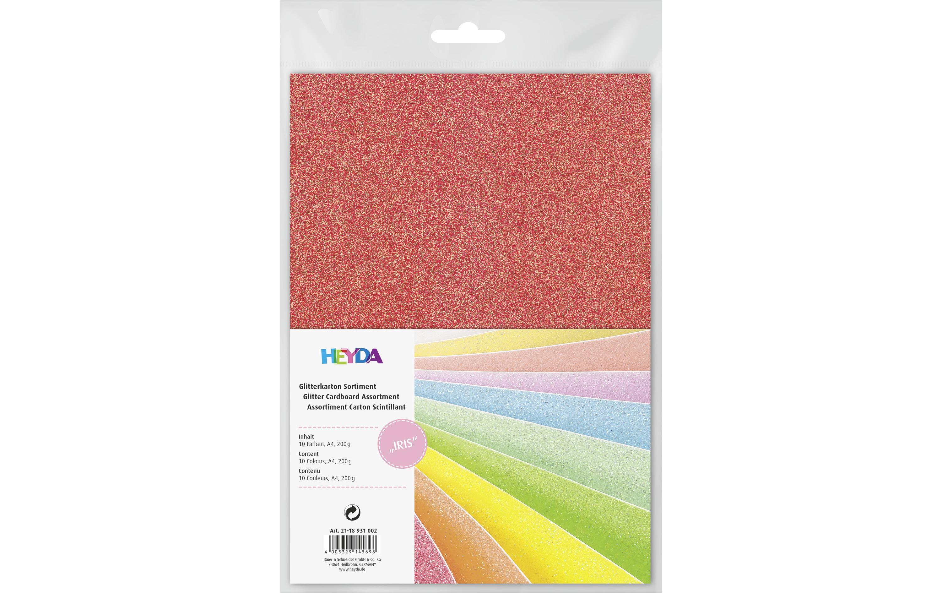 Heyda Glitzerkarton Iris 10 Blatt à 200g/m², A4