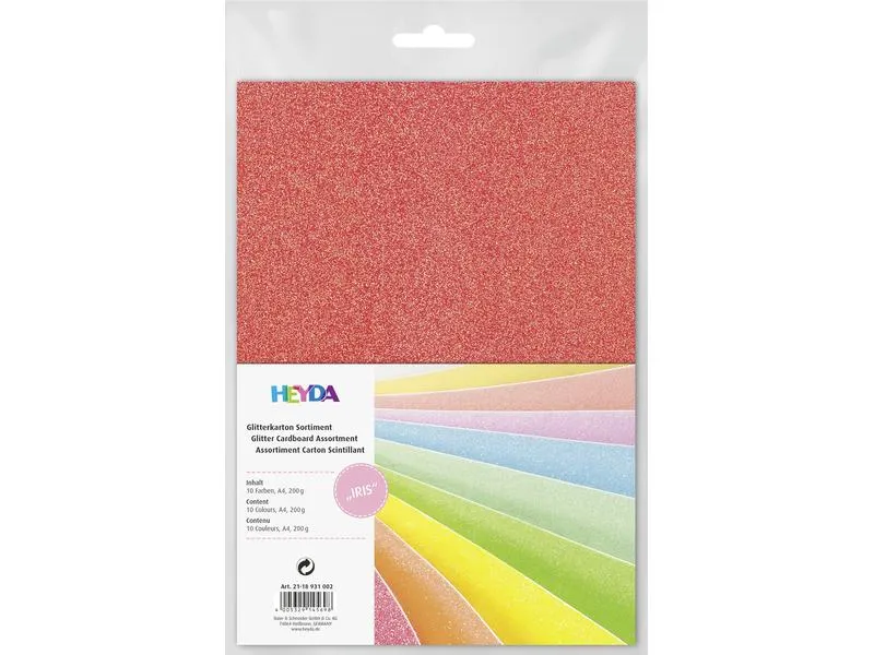 Heyda Glitzerkarton Iris 10 Blatt à 200g/m², A4 Heyda Glitzerkarton Iris 10 Blatt à 200g/m², A4