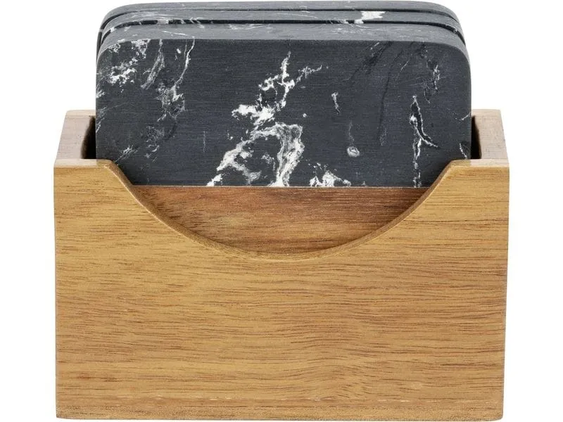 Wenko Glasuntersetzer Atami 10 x 10 cm, 4 Stück, Braun/Schwarz