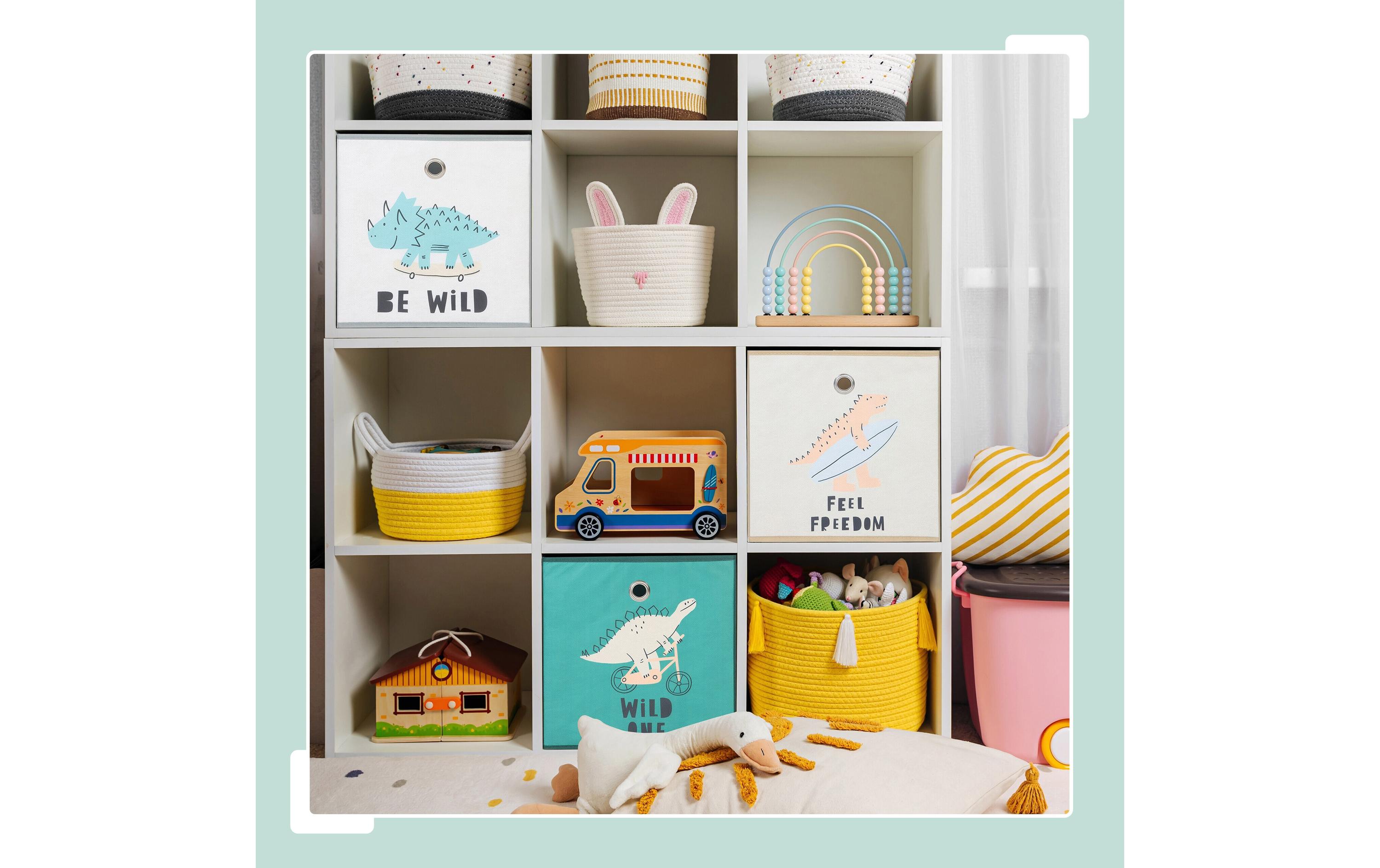 relaxdays Spielzeugbox Dino 3 Stück