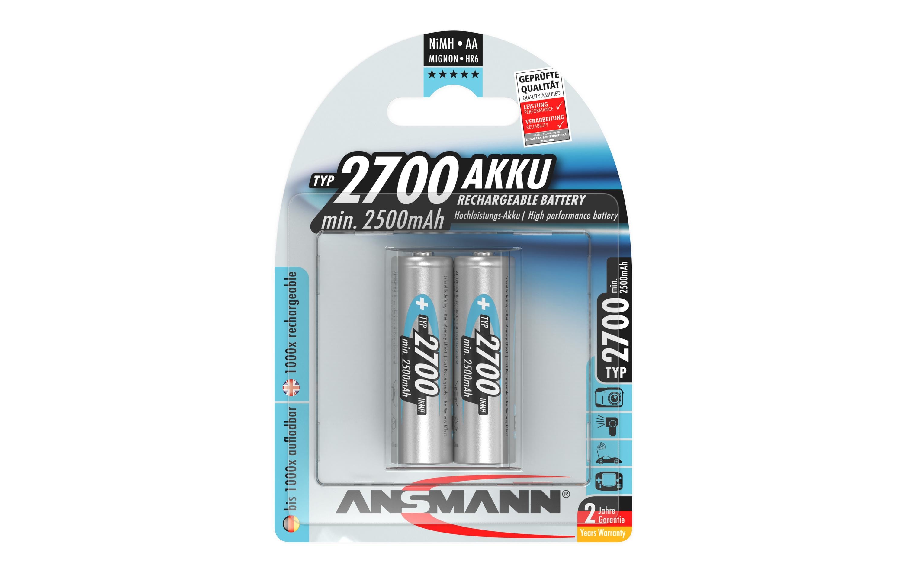 Ansmann Akku 2x AA Typ 2700 2500 mAh Ansmann Akku 2x AA Typ 2700 2500 mAh